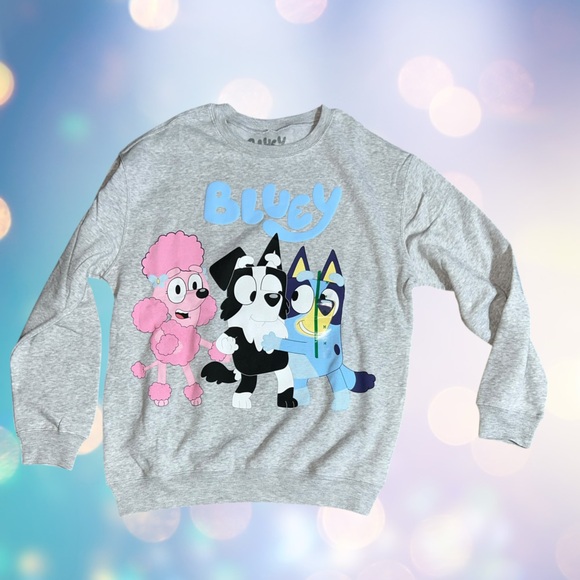 Bluey Other - Bluey Gray Adult Women’s  Sweatshirt with Cartoon Characters